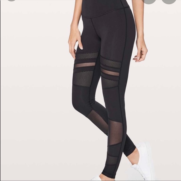 lululemon athletica Pants - Lululemon Black Wunder Under Hi Rise Tight Mix & Mesh Pants